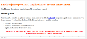 Final Project Operational Implications of Process Improvement