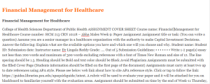 Financial Management for Healthcare
