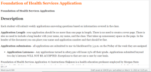 Foundation of Health Services Application