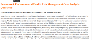 Framework Environmental Health Risk Management Case Analysis Questions
