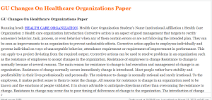 GU Changes On Healthcare Organizations Paper