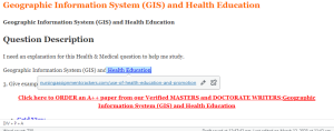 Geographic Information System (GIS) and Health Education
