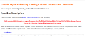 Grand Canyon University Nursing Cultural Information Discussion
