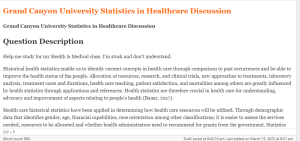 Grand Canyon University Statistics in Healthcare Discussion