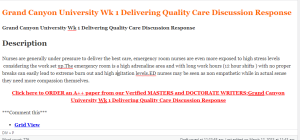 Grand Canyon University Wk 1 Delivering Quality Care Discussion Response