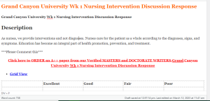 Grand Canyon University Wk 1 Nursing Intervention Discussion Response