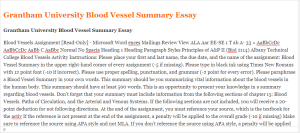 Grantham University Blood Vessel Summary Essay