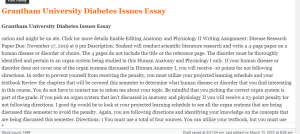 Grantham University Diabetes Issues Essay