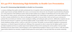 HA 540 PUG Maintaining High Reliability in Health Care Presentation