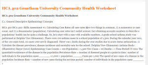 HCA 402 Grantham University Community Health Worksheet