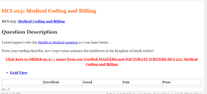 HCI-213  Medical Coding and Billing