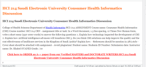 HCI 214 Saudi Electronic University Consumer Health Informatics Discussion