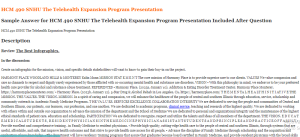 HCM 490 SNHU The Telehealth Expansion Program Presentation