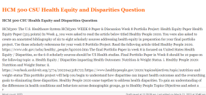 HCM 500 CSU Health Equity and Disparities Question