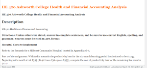 HE 420 Ashworth College Health and Financial Accounting Analysis