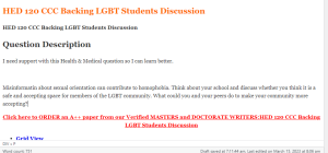 HED 120 CCC Backing LGBT Students Discussion