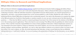 HHS460 Ethics in Research and Ethical Implications