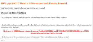 HIM 500 SNHU Health Information and Future Journal