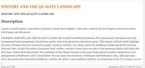 HISTORY AND THE QUALITY LANDSCAPE