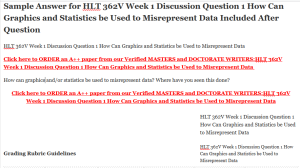 HLT 362V Week 1 Discussion Question 1 How Can Graphics and Statistics be Used to Misrepresent Data