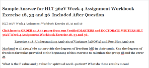 HLT 362V Week 4 Assignment Workbook Exercise 18 33 and 36