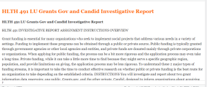HLTH 491 LU Grants Gov and Candid Investigative Report