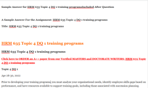 HRM 635 Topic 4 DQ 1 training programs