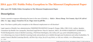 HSA 4421 FIU Public Policy Exception to The Missouri Employment Paper