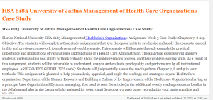 HSA 6185 University of Jaffna Management of Health Care Organizations Case Study