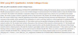 HSC 5013 BUL Qualitative Article Critique Essay