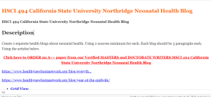 HSCI 494 California State University Northridge Neonatal Health Blog