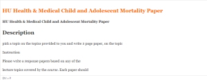 HU Health & Medical Child and Adolescent Mortality Paper