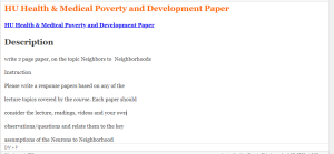HU Health & Medical Poverty and Development Paper