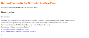 Harvard University Public Health Problem Paper