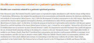 Health care concerns related to a patients spiritual practice