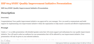 IHP 604 SNHU Quality Improvement Initiative Presentation