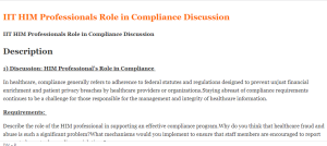 IIT HIM Professionals Role in Compliance Discussion