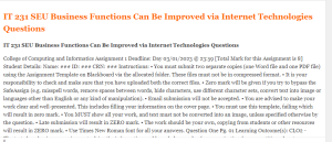 IT 231 SEU Business Functions Can Be Improved via Internet Technologies Questions