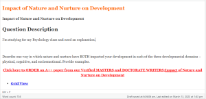 Impact of Nature and Nurture on Development