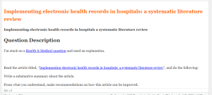 Implementing electronic health records in hospitals a systematic literature review
