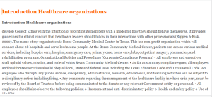 Introduction Healthcare organizations