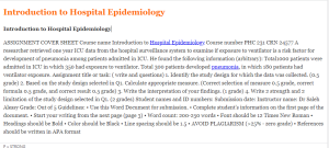 Introduction to Hospital Epidemiology