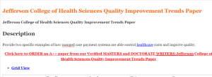 Jefferson College of Health Sciences Quality Improvement Trends Paper
