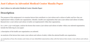 Just Culture in Adventist Medical Center Manila Paper