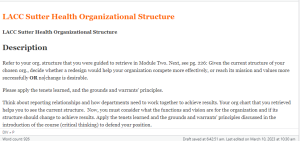 LACC Sutter Health Organizational Structure