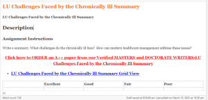 LU Challenges Faced by the Chronically Ill Summary