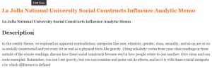 La Jolla National University Social Constructs Influence Analytic Memo