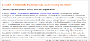 Lesson 6 Community-Based Nursing Practice and peer review