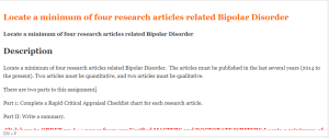 Locate a minimum of four research articles related Bipolar Disorder