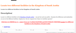 Locate two different facilities in the Kingdom of Saudi Arabia